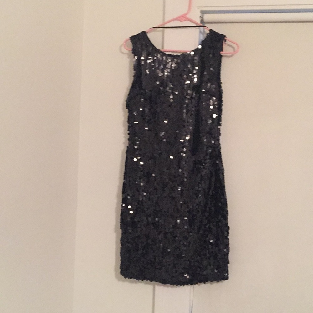 Black sequin party dress by aryn k